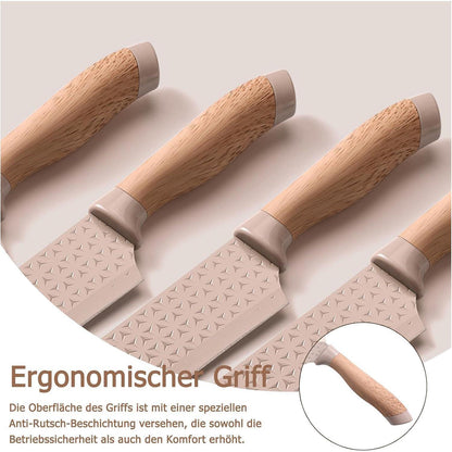 6-tlg. Edelstahl Messer Set mit Block – Profi Küchenmesser Set
