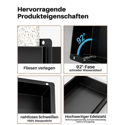 Edelstahl Duschnische 90x30cm – Wandnische für Shampoo & Duschgel