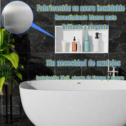 Edelstahl Wandnische für Dusche – Matt Weiß 30x60cm
