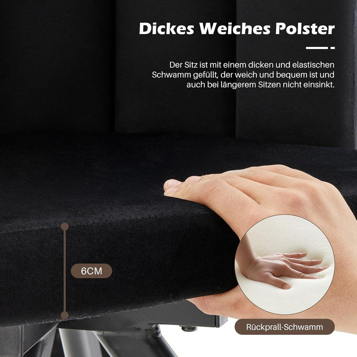 Drehbarer Esszimmerstuhl mit Samtbezug & 360° Funktion Schwarz