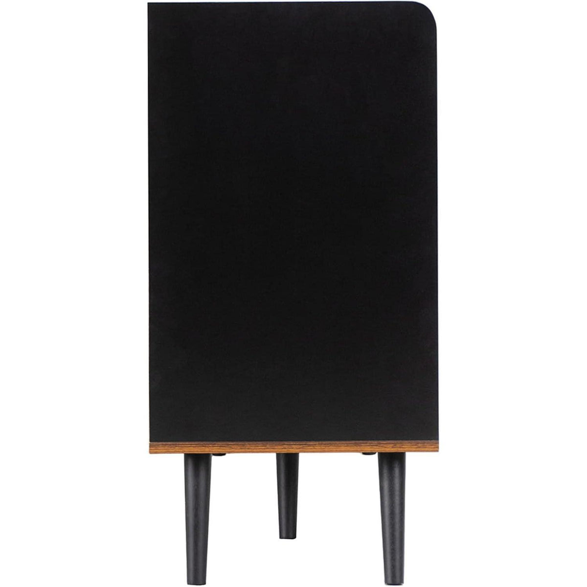 Schiebetüren Kommode Schwarz | Wohnzimmer Sideboard mit 3 Schubladen