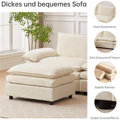 JIEXI Ecksofa mit Schlaffunktion – Beige, 4-Sitzer, U-Form