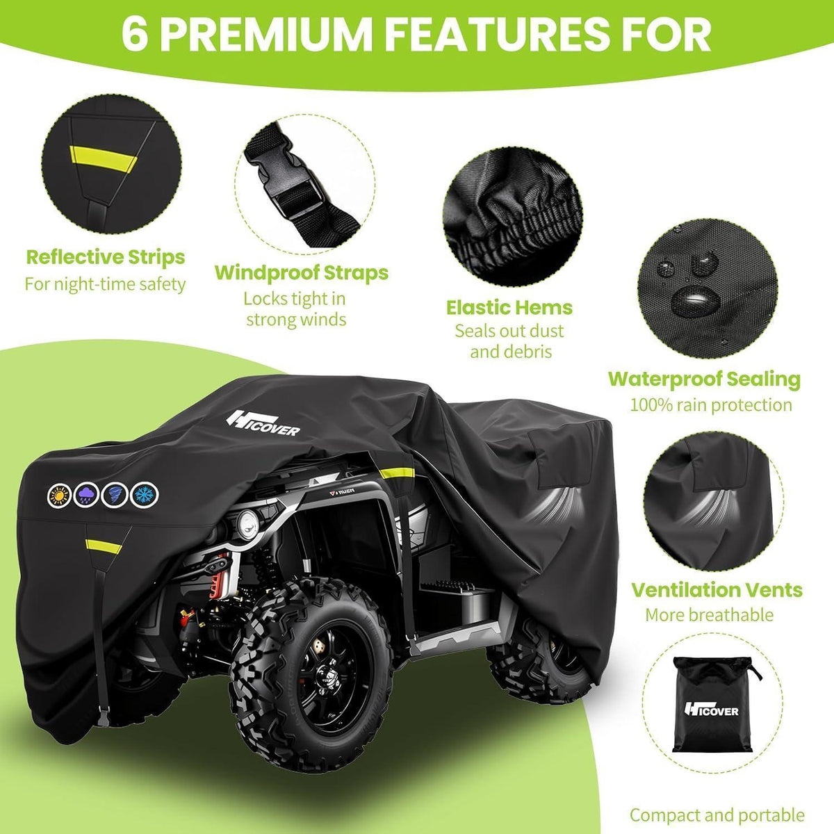 Quad Abdeckplane 600D Wasserdicht & Winddicht ATV Schutzhülle XL