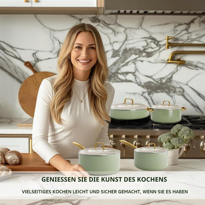Induktions Kochgeschirr Set mit Antihaftbeschichtung & Kochutensilien