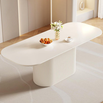 Ovaler Esstisch Weiß Beige – Moderner Küchentisch 220 cm