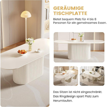 Ovaler Esstisch Weiß Beige – Moderner Küchentisch 220 cm