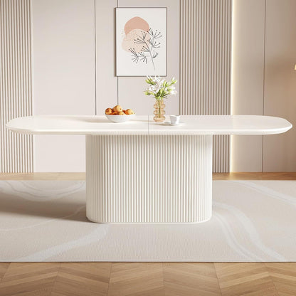 Ovaler Esstisch Weiß Beige – Moderner Küchentisch 220 cm