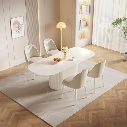 Ovaler Esstisch Weiß Beige – Moderner Küchentisch 220 cm