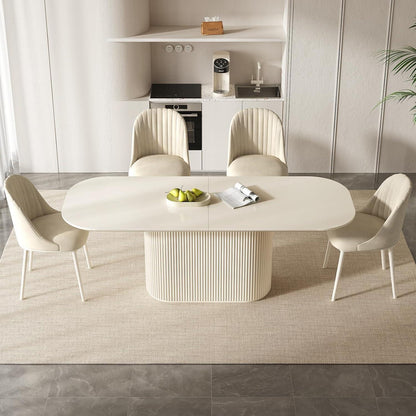 Ovaler Esstisch Weiß Beige – Moderner Küchentisch 220 cm