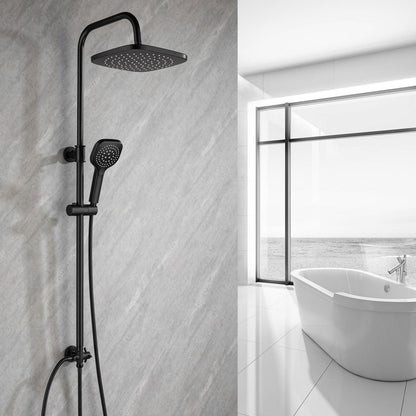 Regendusche Set Matt Schwarz, Höhenverstellbar 79-128cm