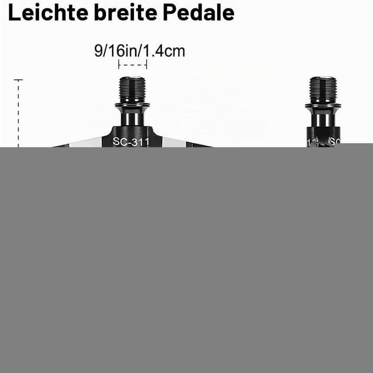 Mountainbike Pedale mit 3 Kugellagern, 9/16 Zoll, Silber