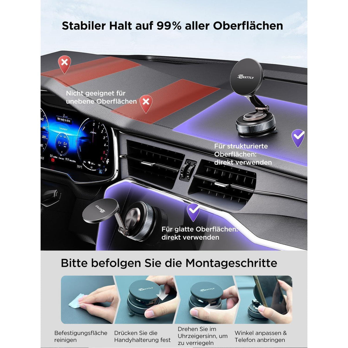 Magnetische Handyhalterung Auto mit Magsafe & Vakuum