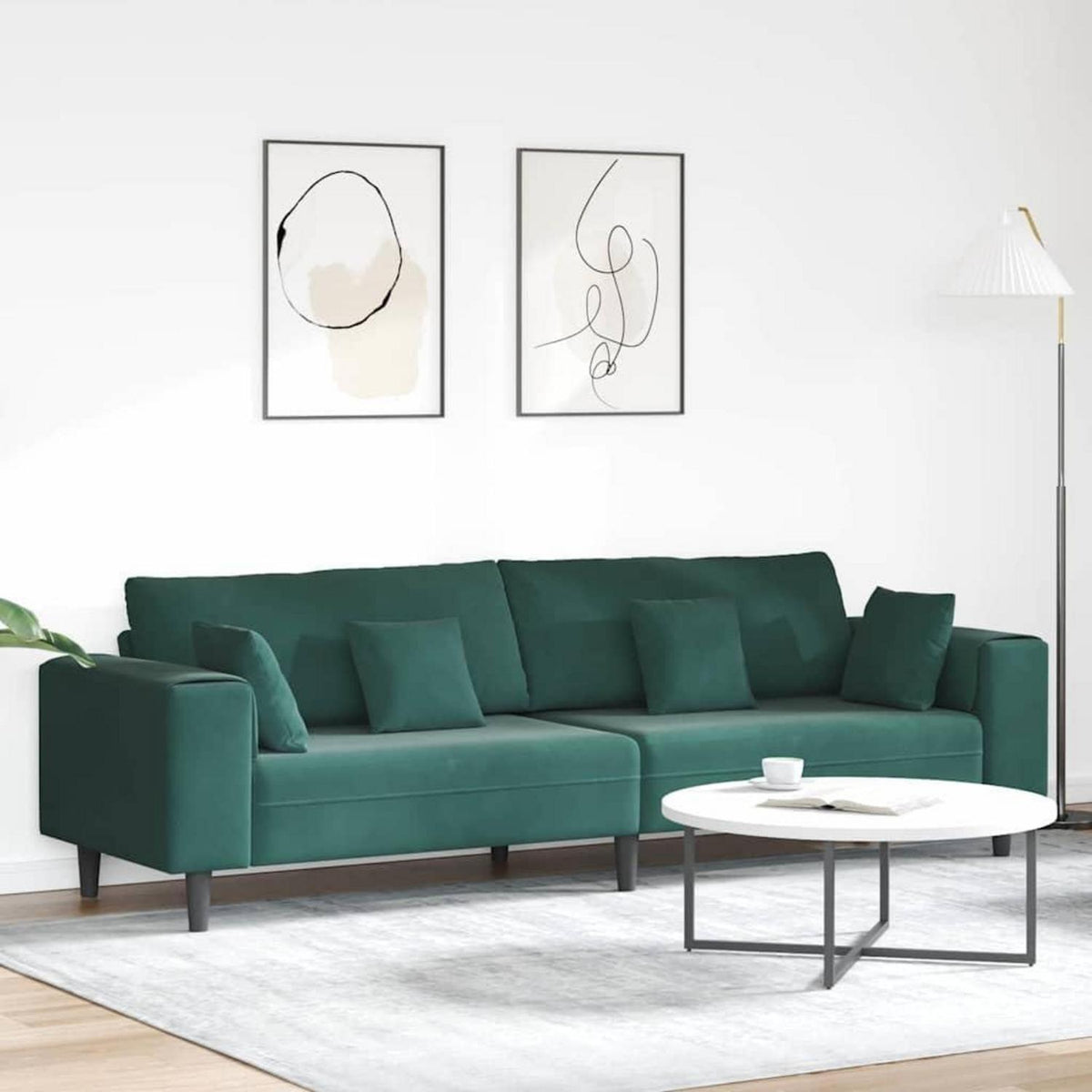 Samt Wohnlandschaft Dunkelgrün – Modernes Sofa mit Square Armrests
