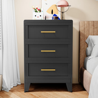 Metall Kommode mit 3 Schubladen – 90cm Schwarz