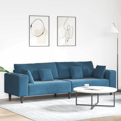 Samt Wohnlandschaft Blau – Modernes Sofa mit Eckarmlehnen