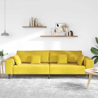 Gelbe Samt Wohnlandschaft mit Eckarmlehnen 210 cm