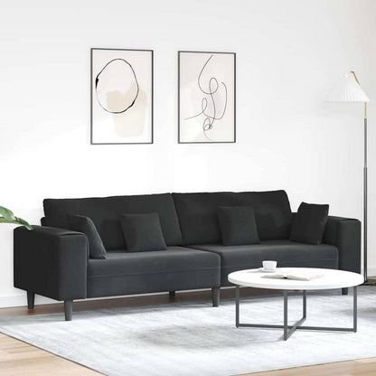 Samt Sofa Schwarz 208 cm – Modernes Polstersofa mit Kissen