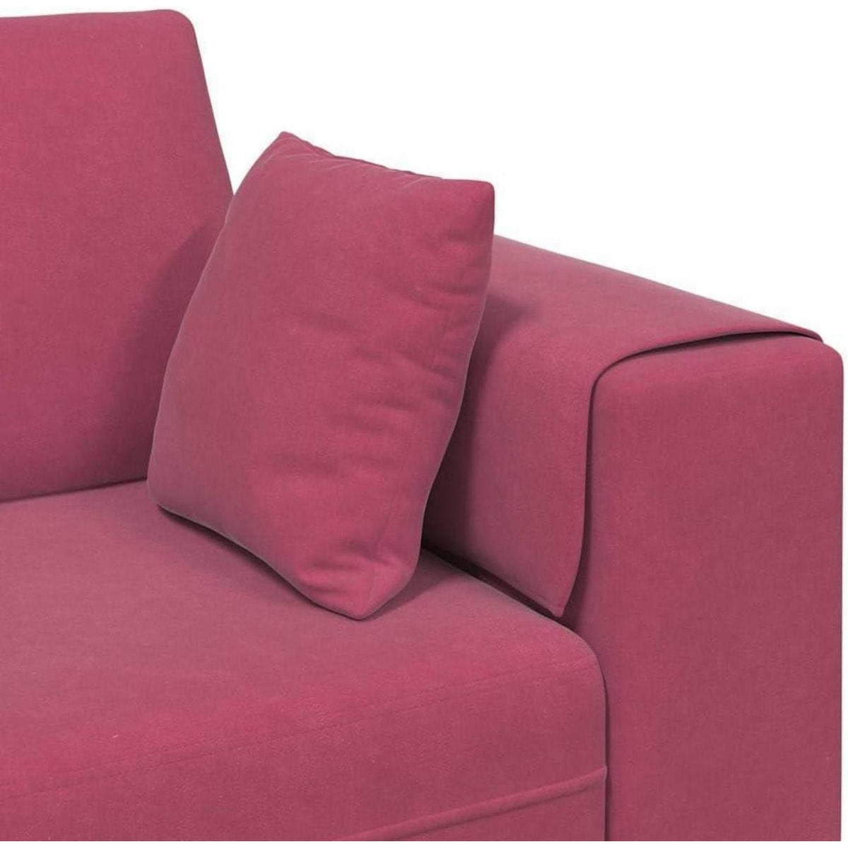 Weinrotes Samt Sofa mit breiten Armlehnen, 208 cm