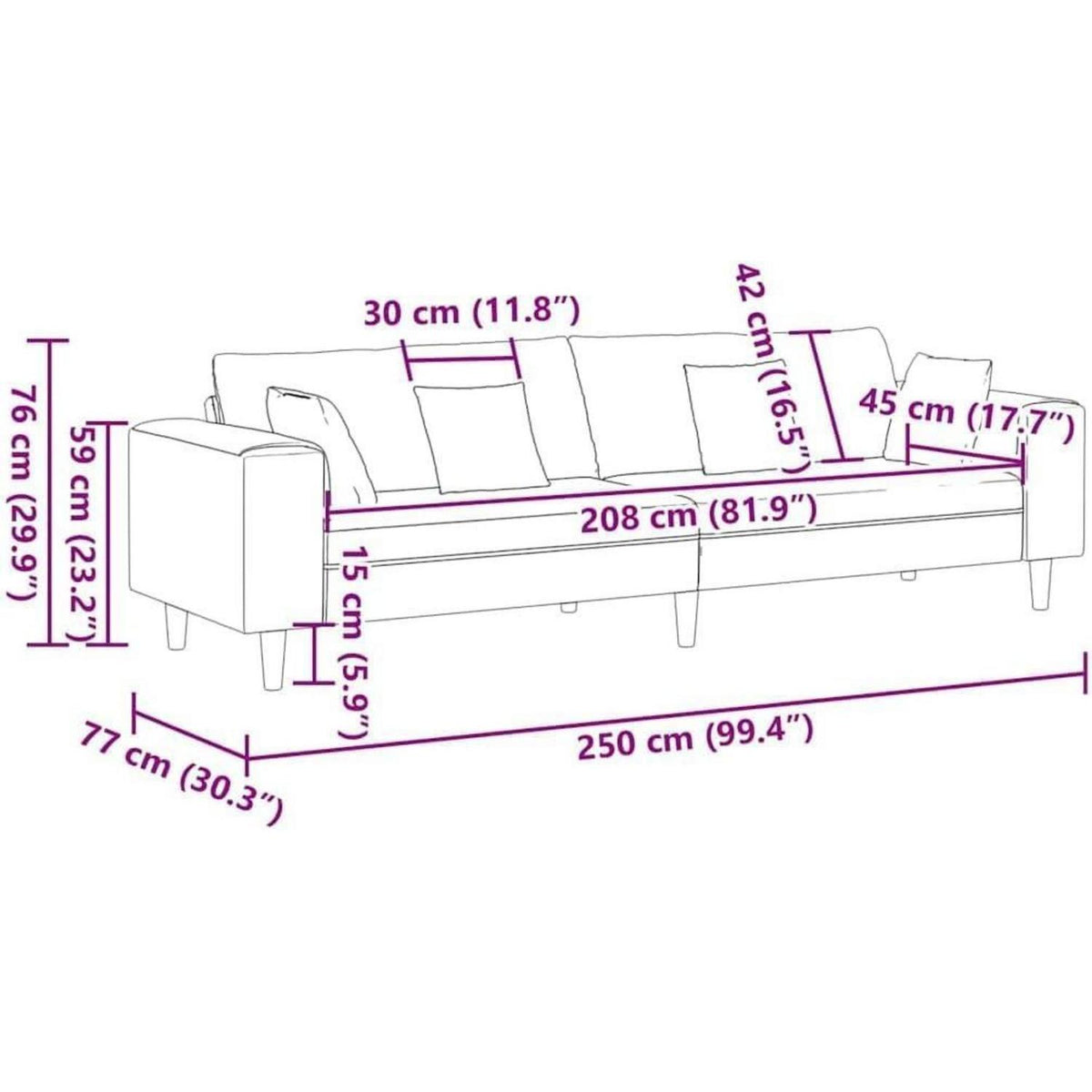 Rosa Samt U-Form Wohnlandschaft Couch mit Eckigen Armlehnen