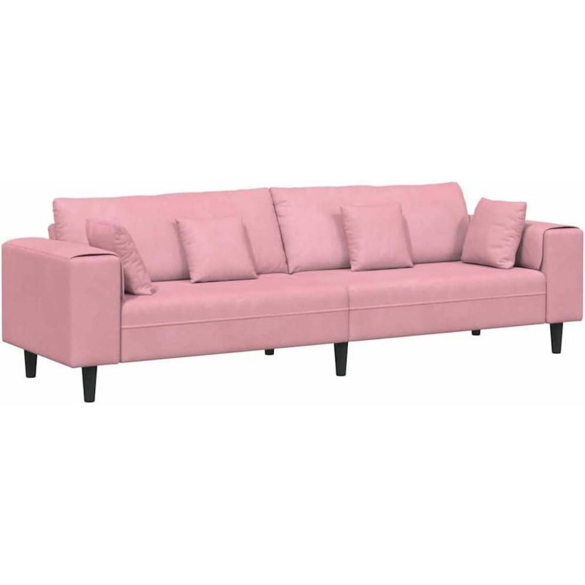 Rosa Samt U-Form Wohnlandschaft Couch mit Eckigen Armlehnen