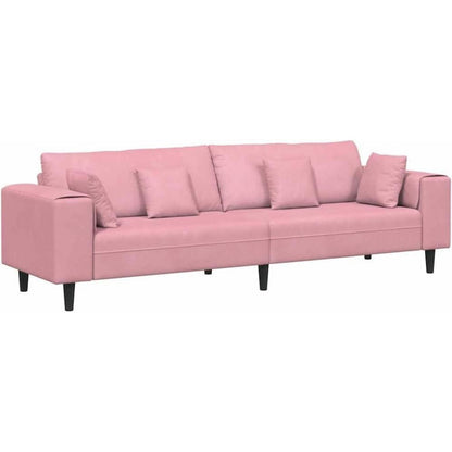 Rosa Samt U-Form Wohnlandschaft Couch mit Eckigen Armlehnen