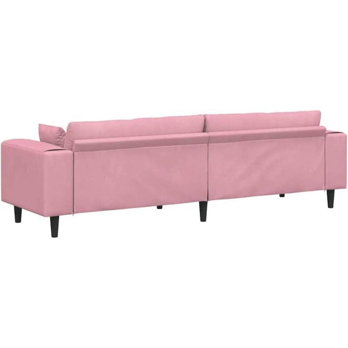 Rosa Samt U-Form Wohnlandschaft Couch mit Eckigen Armlehnen