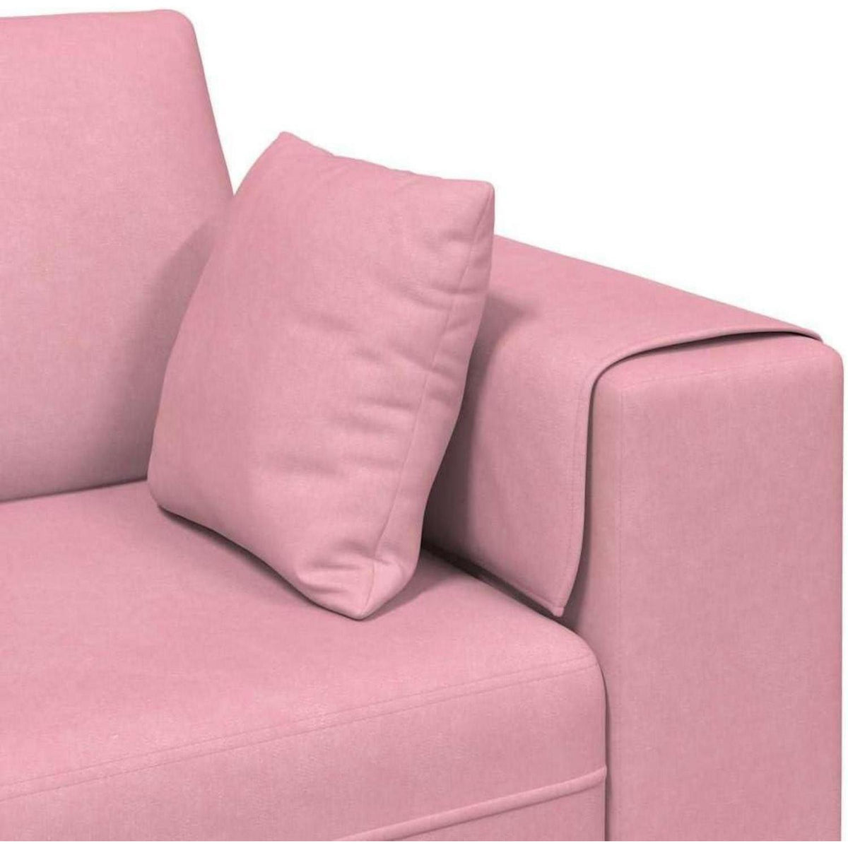 Rosa Samt U-Form Wohnlandschaft Couch mit Eckigen Armlehnen