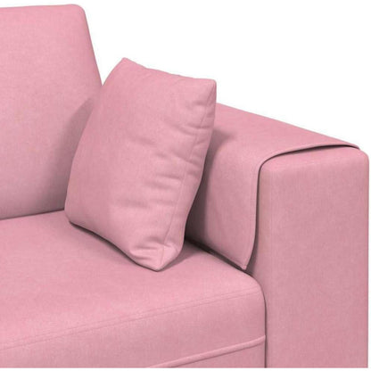 Rosa Samt U-Form Wohnlandschaft Couch mit Eckigen Armlehnen