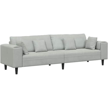Polstersofa U-Form Sofa mit Kissen, Hellgrau, Samt