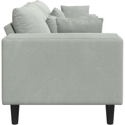 Polstersofa U-Form Sofa mit Kissen, Hellgrau, Samt
