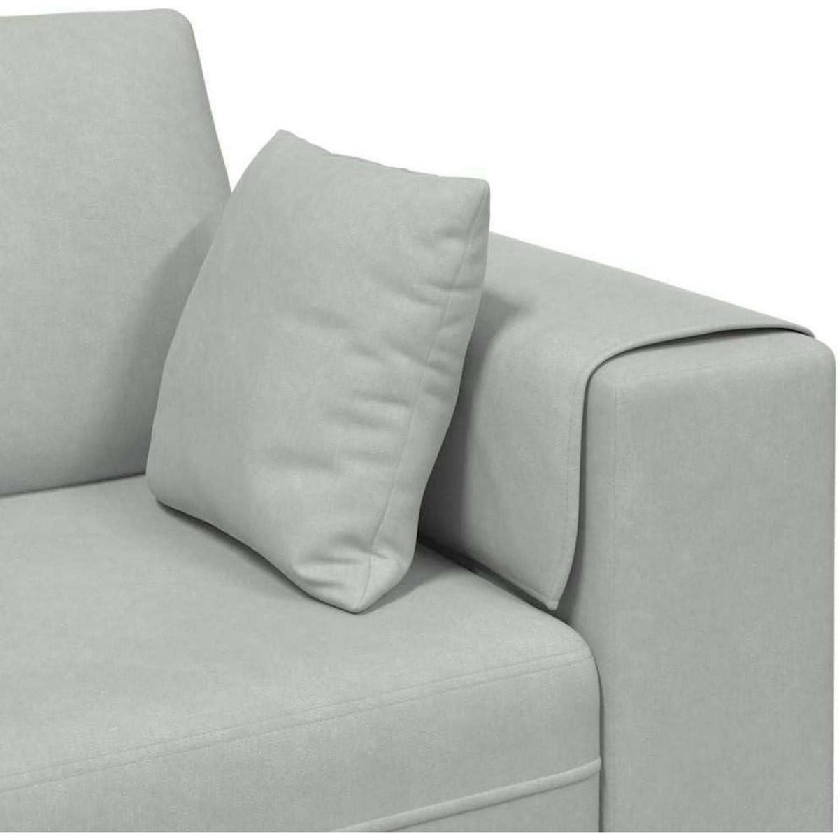 Polstersofa U-Form Sofa mit Kissen, Hellgrau, Samt