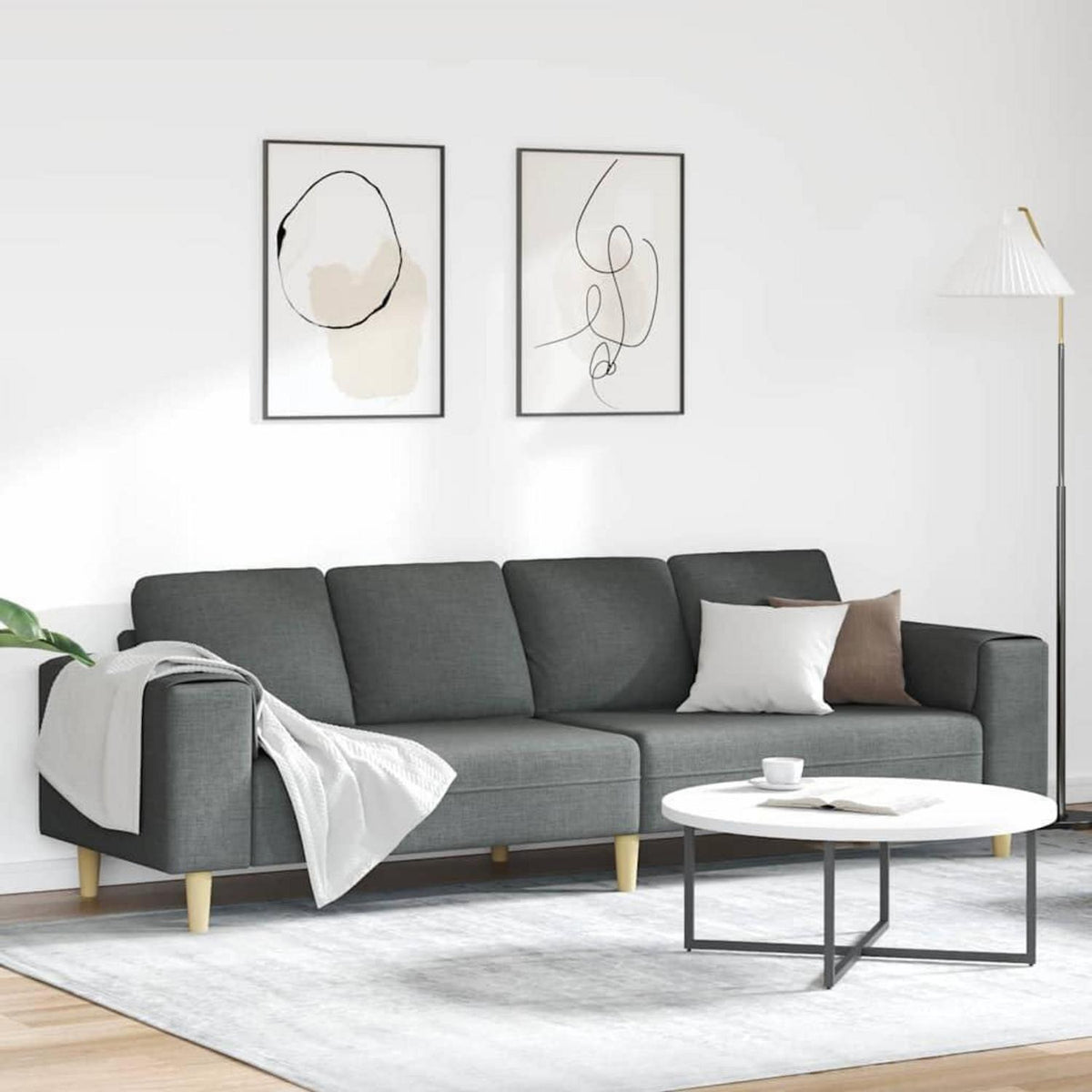 Modernes Cord Polstersofa Dunkelgrau 250cm