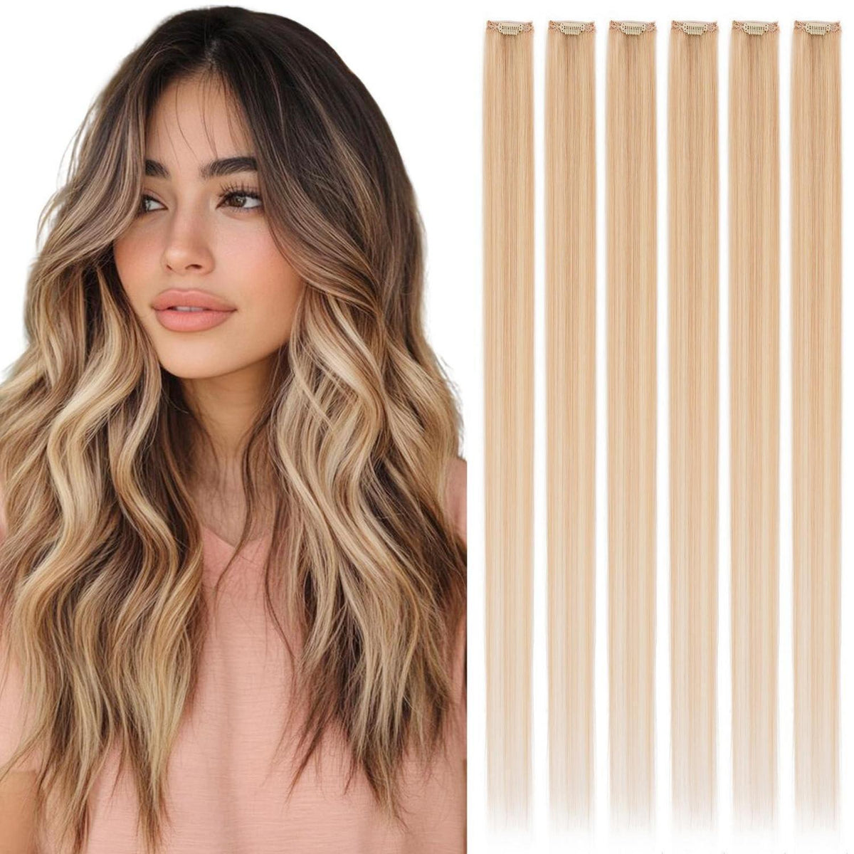 Blond Clip-in Echthaar Extensions 40cm #18/613 Balyage