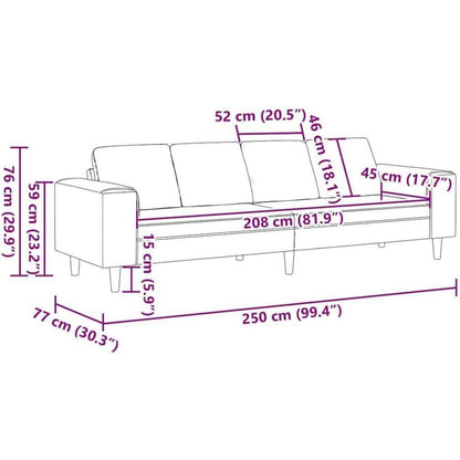 Modernes Cord Polstersofa – Hellgrau, 250x188x76 cm