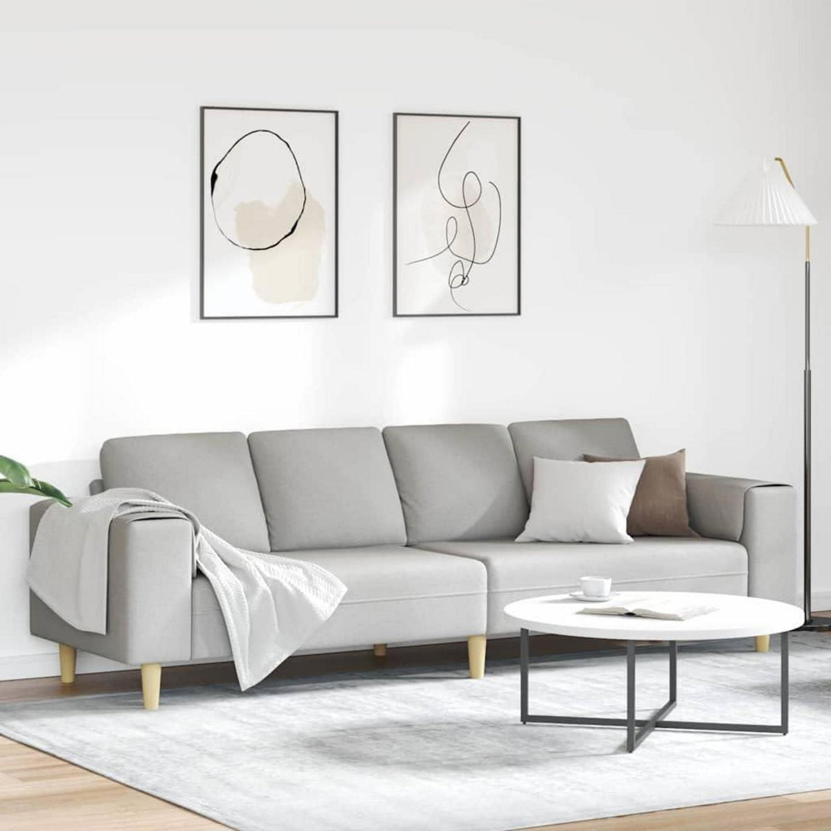 Modernes Schlafsofa 4-Sitzer Couch mit Schlaffunktion Wolken-Grau