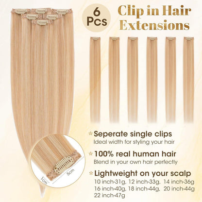 Blond Clip-in Echthaar Extensions 25cm – Remy Haarverlängerung