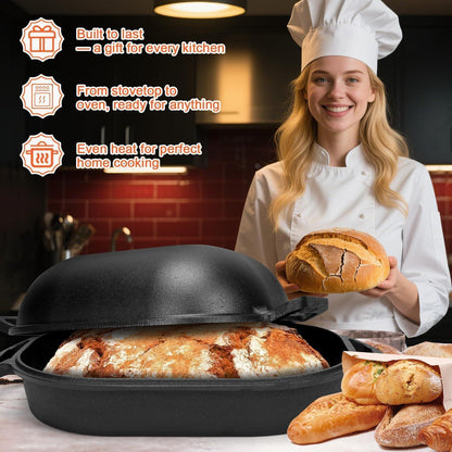 Gusseisen Brotbacktopf 40cm mit Deckel & Zubehör