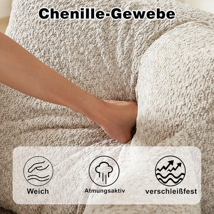 Modulares Ecksofa mit Chaiselongue – Beige Chenille Sofa