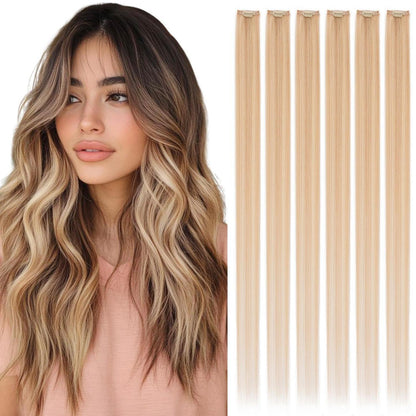 Blond Clip-in Echthaar Extensions 35cm #18/613 Balyage