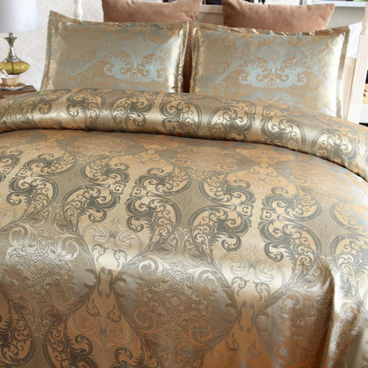 Satin Bettwäsche Set 135x200 cm - Goldfarben, Vintage Stil
