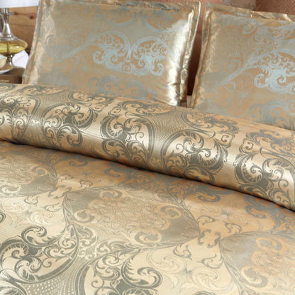 Satin Bettwäsche Set 135x200 cm - Goldfarben, Vintage Stil
