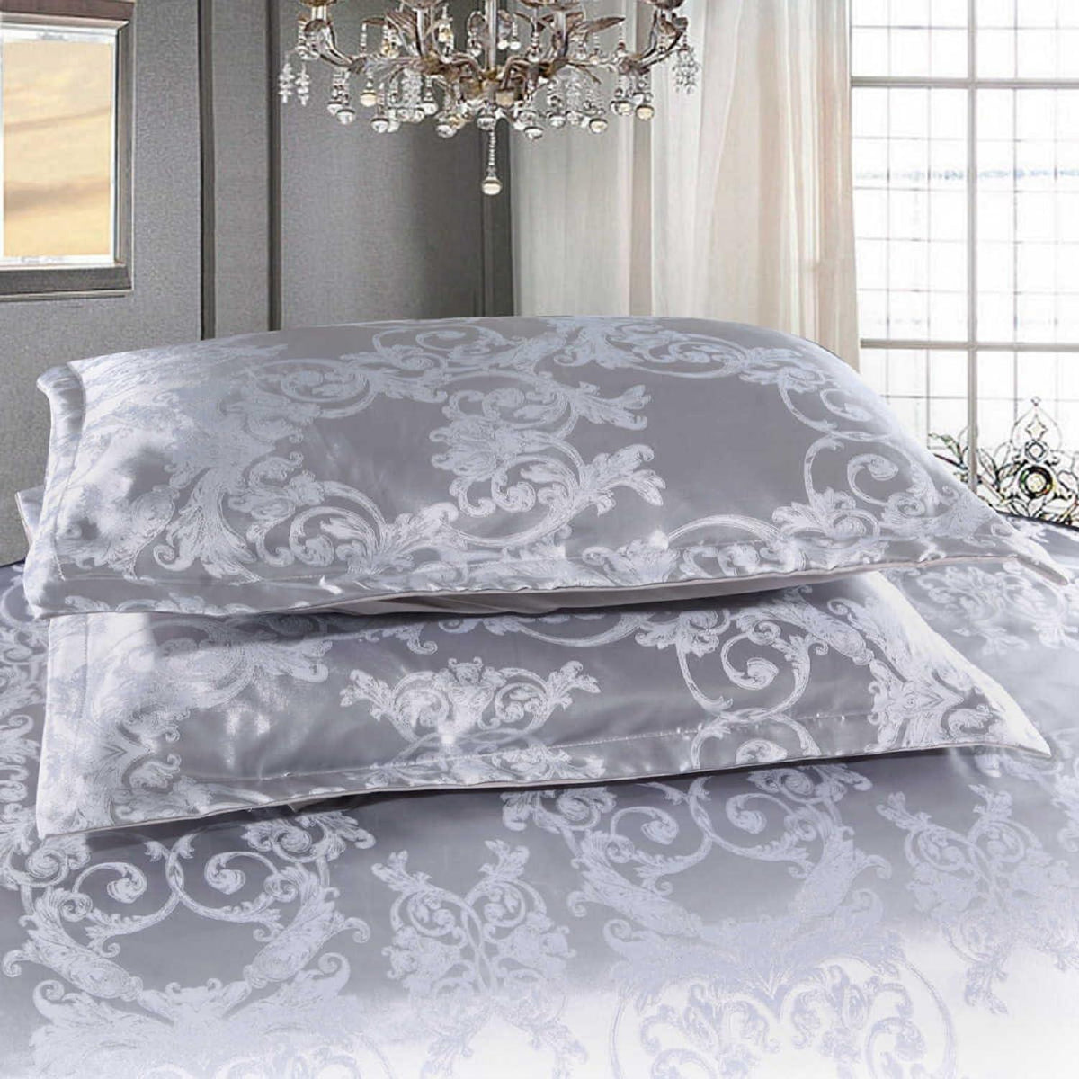 Satin Bettwäsche Set 135x200 cm - 4tlg. mit Stickerei