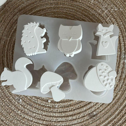 Silikonformen Herbst Eichhörnchen Igel Kürbis Gießformen 6er Set