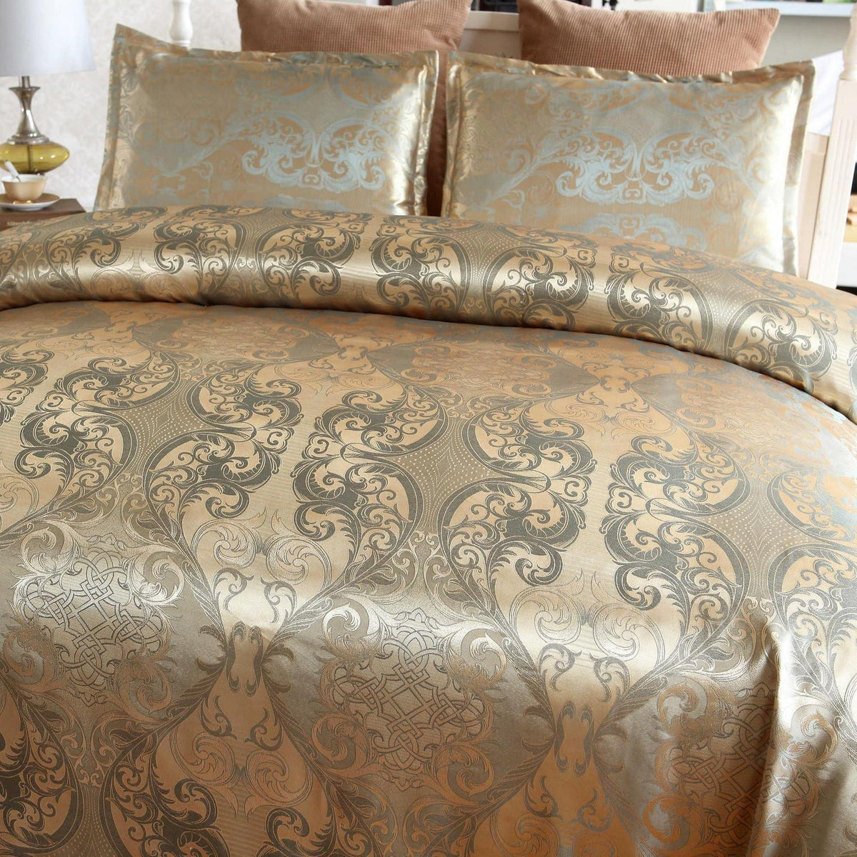 Satin Bettwäsche Set 135x200 cm - Goldfarben, 4-teilig
