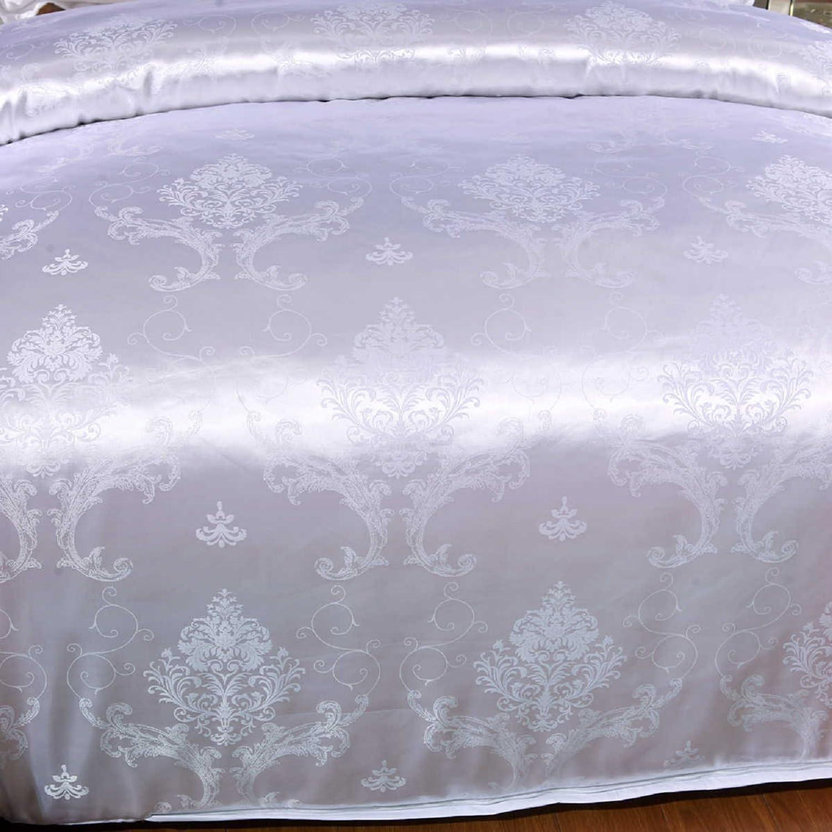 Satin Bettwäsche Set 135x200 cm - 4tlg. Vintage Weiß