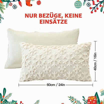 Weihnachtliche Kissenbezüge 2er Set Schneeflocken 40x60 cm Creme