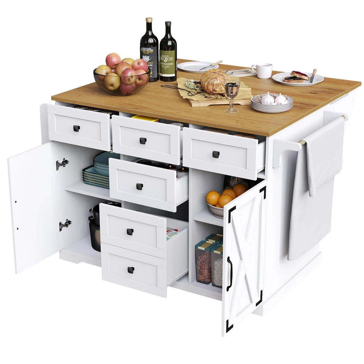 Klappbarer Servierwagen mit Stauraum – Weiß & Modern