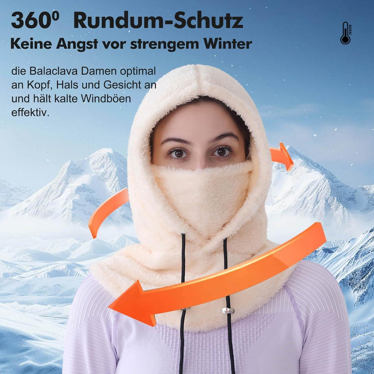 Sturmhaube Winter Damen Herren Fleece Balaclava Thermomütze Beige