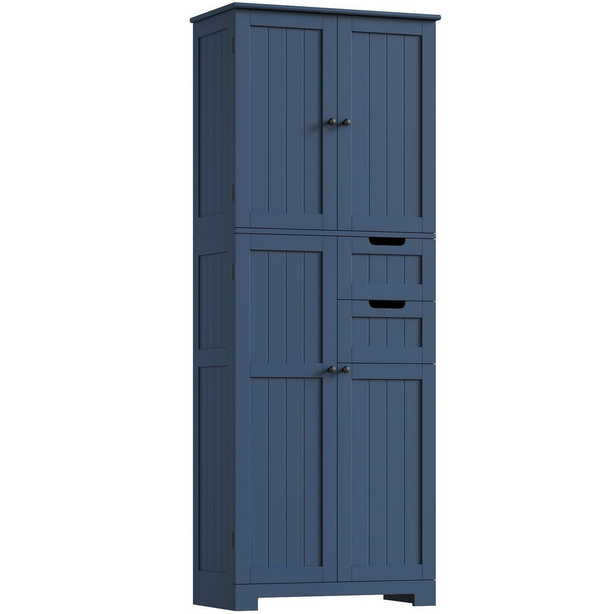 Hochschrank Dunkelblau mit 4 Türen & 2 Schubladen