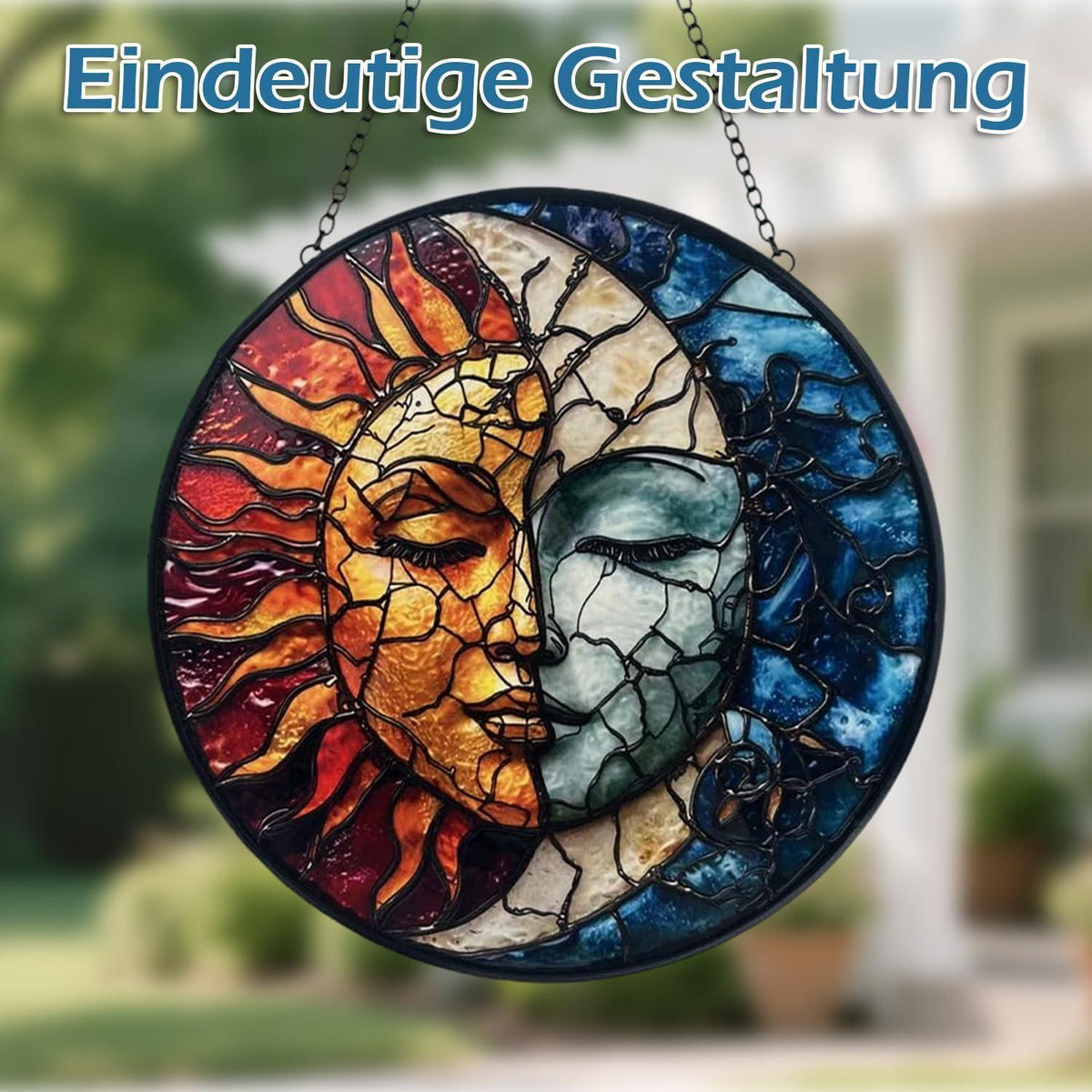 Sonnenfänger Fenster Hängend Sonne-Mond Design | Buntes Acryl Fensterschmuck